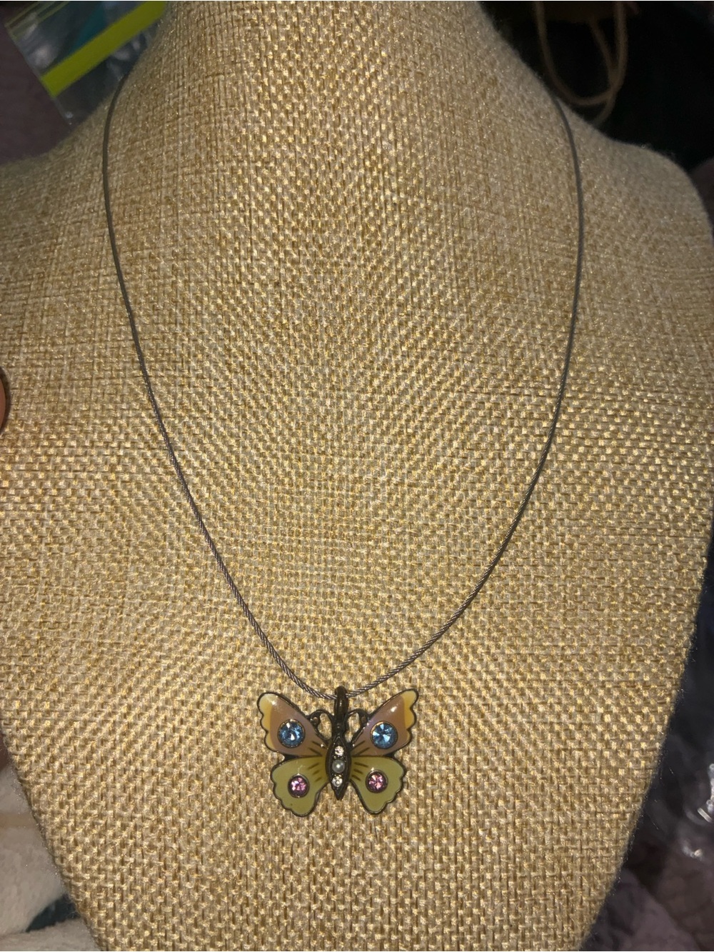 Source Unknown Yellow and Green Butterfly Pendant Necklace - Women Jewelry